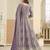 Lavender faux georgette semi stitched anarkali suit with embrodery work