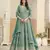 Turquoise faux georgette semi stitched anarkali suit with embrodery work