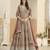 Brown faux georgette semi stitched anarkali suit with embrodery work