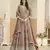Brown faux georgette semi stitched anarkali suit with embrodery work
