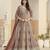 Brown faux georgette semi stitched anarkali suit with embrodery work