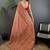 Peach pashmina silk  floral&paisley motifs madhubani design kashmiri saree
