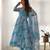 sky blue organza silk anarkali suit with marble print