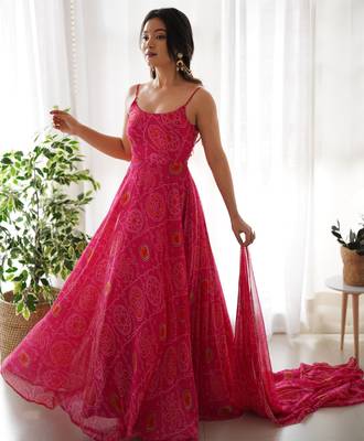 pink printed georgette anarkali suit 3