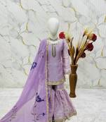 Lavender silk girls sharara set