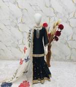 Black silk girls sharara set