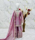 Light pink silk girls sharara set