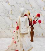 Off white silk girls sharara set