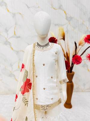 off white embroidered silk girls sharara set 3