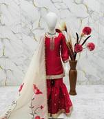 Maroon silk girls sharara set