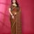 Brown fendy silk linear sequence beads work bollywood saree