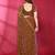 Brown fendy silk linear sequence beads work bollywood saree