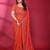 Carrot red fendy silk linear sequence beads work bollywood saree