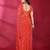 Carrot red fendy silk linear sequence beads work bollywood saree