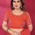 Carrot red fendy silk linear sequence beads work bollywood saree
