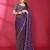 Purple fendy silk linear sequence beads work bollywood saree