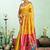 Yellow silk blend peacock motifs weaving paithani saree