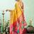 Yellow silk blend peacock motifs weaving paithani saree