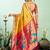 Yellow silk blend peacock motifs weaving paithani saree