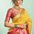 Yellow silk blend peacock motifs weaving paithani saree