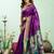 Purple silk blend peacock motifs weaving paithani saree