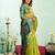 Lime green silk blend peacock motifs weaving paithani saree