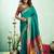 Dark green silk blend peacock motifs weaving paithani saree