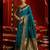 Dark teal silk floral motifs woven work paithani saree