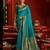 Aqua blue silk floral motifs woven work paithani saree
