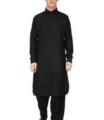 Designer men's black color pathani style kurta pajama set