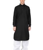 Designer men's black color pathani style kurta pajama set