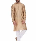 Designer men's golden color silk kurta pajama set