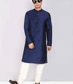 Designer men's blue silk kurta pajama set