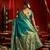 Teal blue silk butti motifs woven work paithani saree