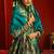 Teal blue silk butti motifs woven work paithani saree