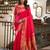 Cerise pink silk peacock motifs woven work paithani saree