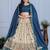 Blue Color Jari Lining With Print Lichi Fabric WIth Jacquard Border Lehanaga Choli Set
