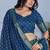 Blue Color Jari Lining With Print Lichi Fabric WIth Jacquard Border Lehanaga Choli Set