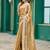 Beige shimmer chiffon geomatric embroidery work bollywood saree