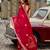 Red shimmer chiffon geomatric embroidery work bollywood saree