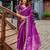 Purple shimmer chiffon geomatric embroidery work bollywood saree