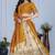 Yellow Color Jari Lining With Print Lichi Fabric WIth Jacquard Border Lehanaga Choli Set