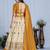 Yellow Color Jari Lining With Print Lichi Fabric WIth Jacquard Border Lehanaga Choli Set