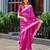 Pink shimmer chiffon geomatric embroidery work bollywood saree