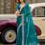 Teal shimmer chiffon geomatric embroidery work bollywood saree