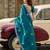 Teal shimmer chiffon geomatric embroidery work bollywood saree