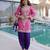 Baby pink embroidered viscose designer kurta set with batwa