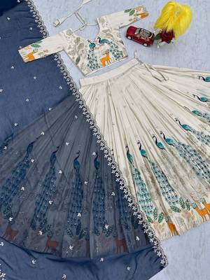 Women's Chinon Silk Embroiderd Semi-Stitched Lehenga Choli With Dupatta 4