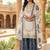 Navy blue embroidered kurta sharara set with silk dupatta party wear