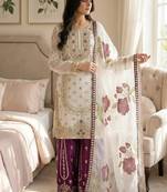 white threadwork silk kurta sharara set